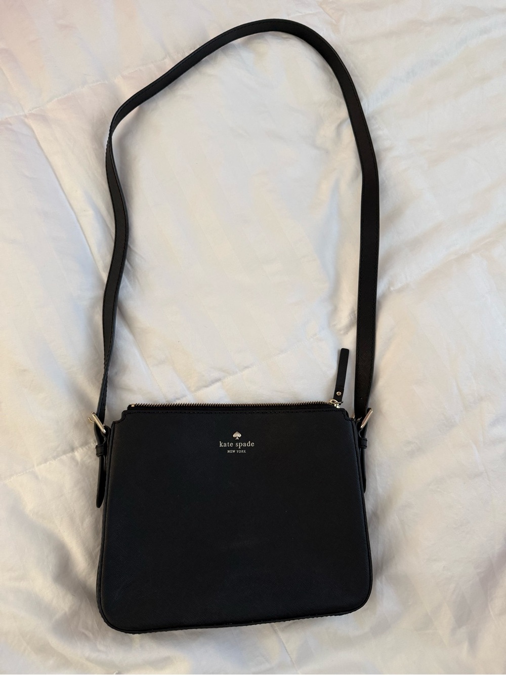 kate spade black leather crossbody with gold hardware